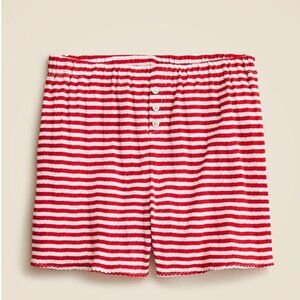 J Crew Pointelle Red and White Striped Short Size Large NWT